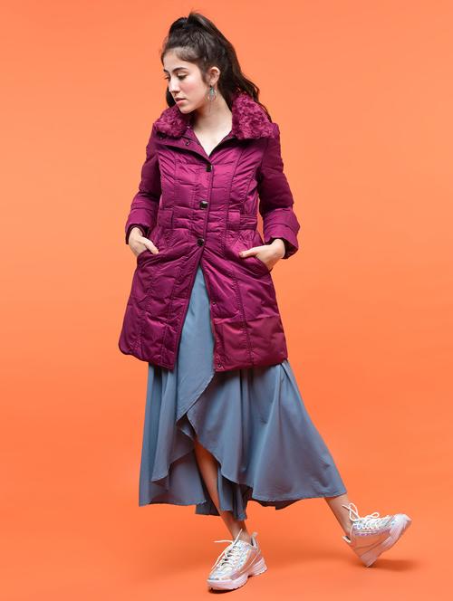 faux fur button detail parka jacket - 15801727 - Very Small Image - 1