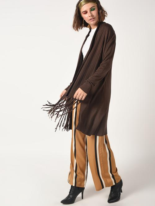fringe detail ribbed hem shrug - 15801874 - Very Small Image - 1
