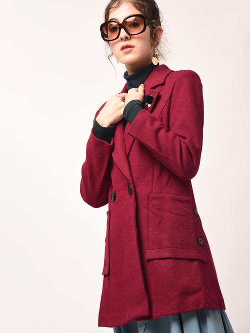 brooch detail lapel neck overcoat - 15801913 - Very Small Image - 1