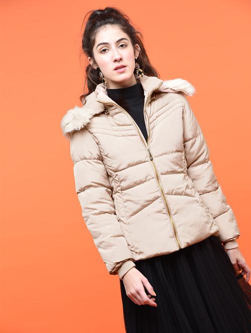 faux fur hooded quilted jacket - 15801936 - Very Small Image - 1