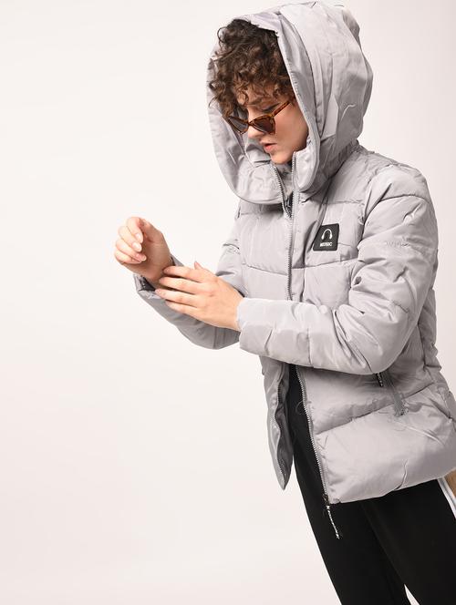 ash grey hooded quilted jacket - 15801940 - Very Small Image - 1