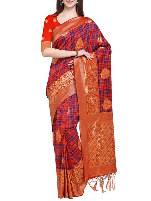 ethnic motif banarasi silk saree with blouse - 15802154 - Very Small Image - 1