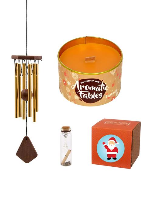 christmas gift pack with wind chain & rose scented tin candle with christmas message bottle & gift box for gifting - 15802252 - Very Small Image - 1