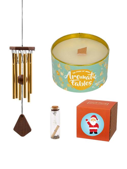 christmas gift pack with wind chain & jasmine scented tin candle with christmas message bottle & gift box for gifting - 15802253 - Very Small Image - 1