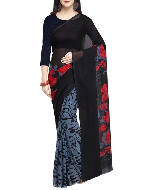 half & half printed saree - 15802371 - Very Small Image - 1