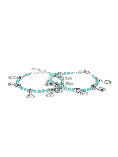 silver metal anklets and payal - 15802669 - Very Small Image - 1