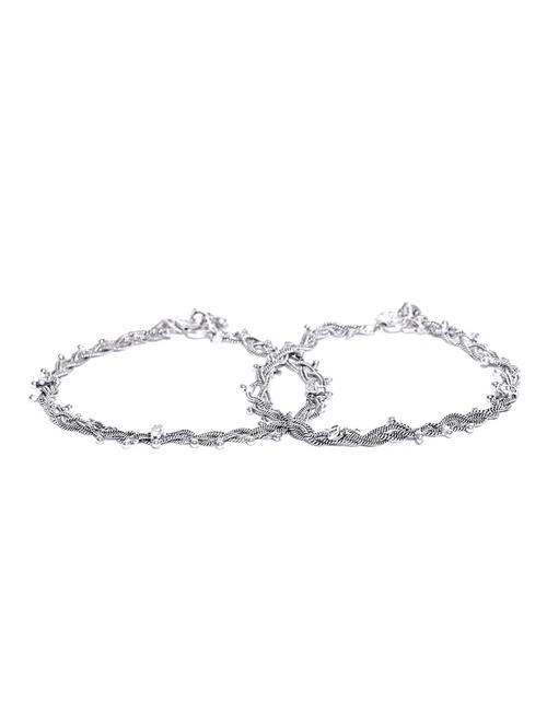 silver metal anklets and payal - 15802690 - Very Small Image - 1
