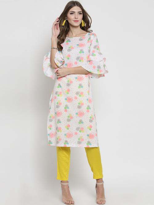 floral layered bell sleeved kurta pant set - 15802768 - Very Small Image - 1