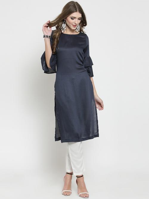 solid layered kurta with pant set - 15802797 - Very Small Image - 1