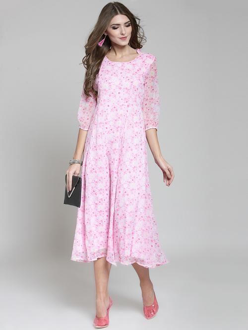 flaared ditsy floral ethnic dress - 15802805 - Very Small Image - 1
