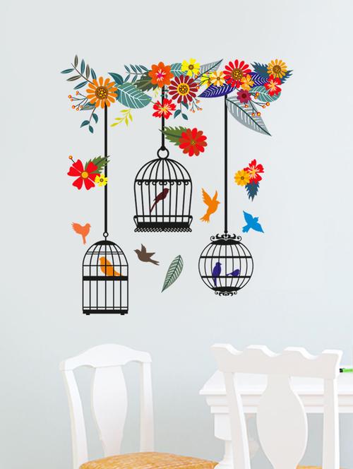 sehaz artworks three-birdcage multicolor wall sticker - 15802855 - Very Small Image - 1