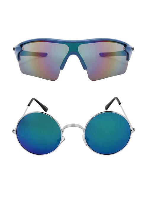 set of 2 wrap around and round sunglasses - 15803005 - Very Small Image - 1