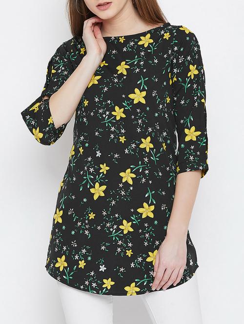 slit sleeved floral tunic - 15803175 - Very Small Image - 1