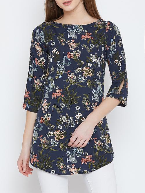 slit sleeved floral tunic - 15803176 - Very Small Image - 1