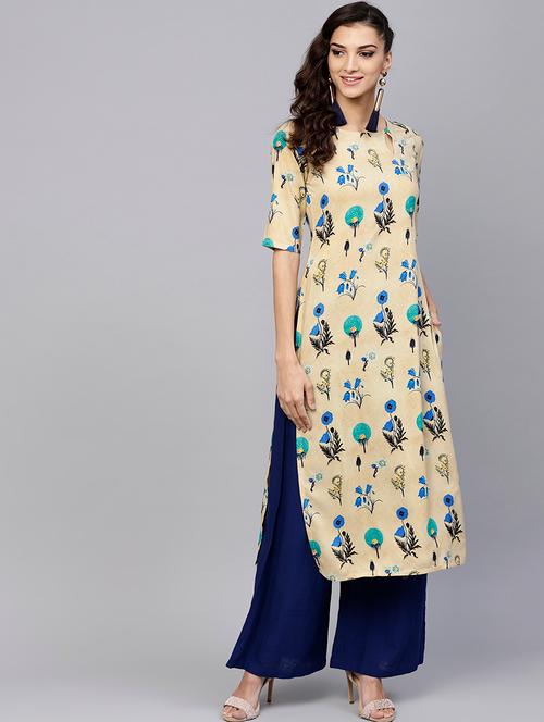 floral printed straight kurta - 15803484 - Very Small Image - 1