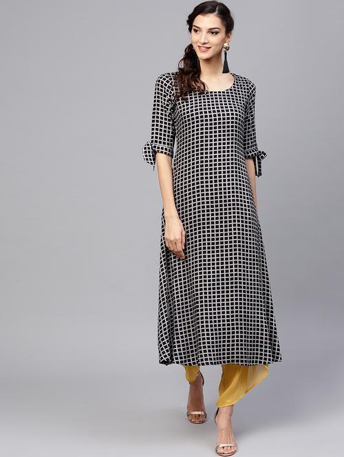 checkered printed flared kurta - 15803487 - Very Small Image - 1