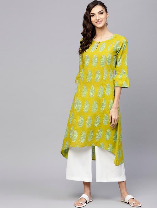 floral printed high-low kurta - 15803496 - Very Small Image - 1