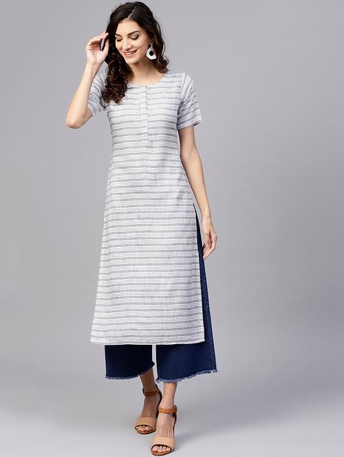 striped straight kurta - 15803518 - Very Small Image - 1