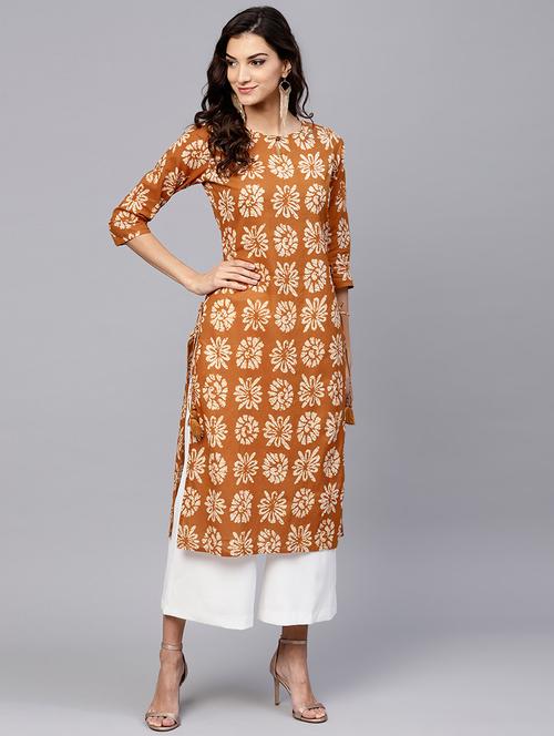 floral printed straight kurta - 15803528 - Very Small Image - 1