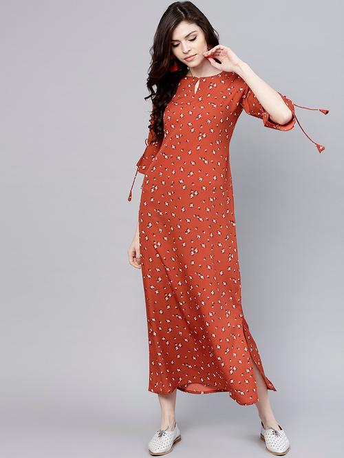 floral tassel tie detail maxi dress - 15803559 - Very Small Image - 1
