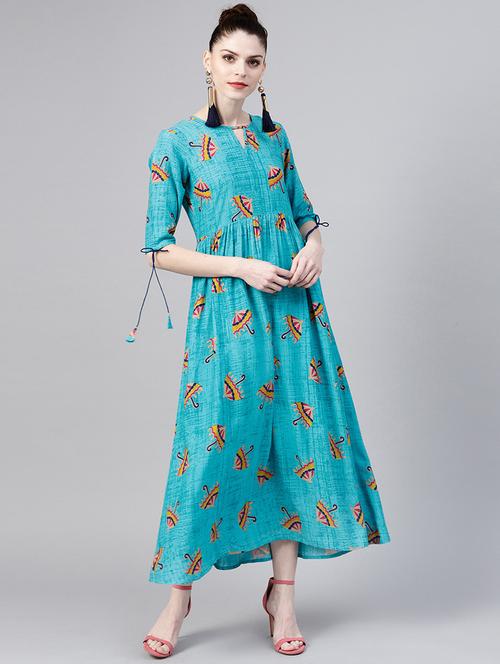 umbrella print gathered maxi dress - 15803575 - Very Small Image - 1