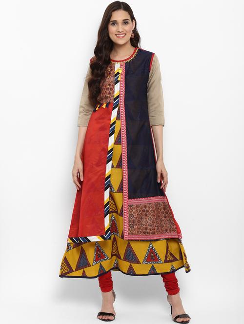 printed layered kurta - 15803626 - Very Small Image - 1