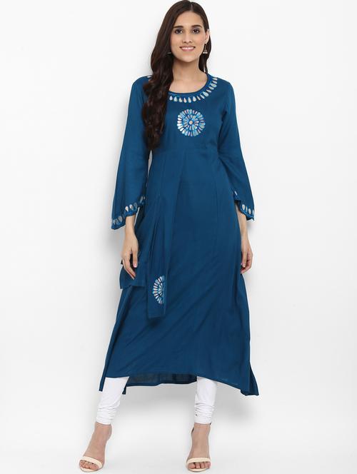 a-line flared sleeves kurta - 15803639 - Very Small Image - 1
