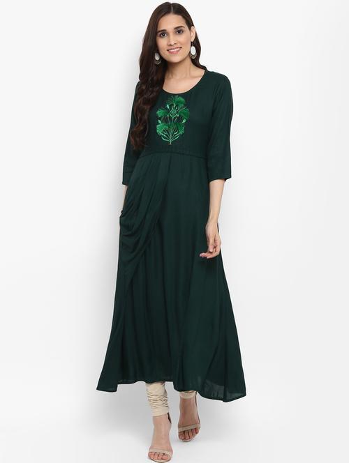 cowl embroidered kurta with tassles - 15803642 - Very Small Image - 1