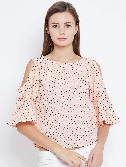 cold shoulder polka dots top - 15803793 - Very Small Image - 1