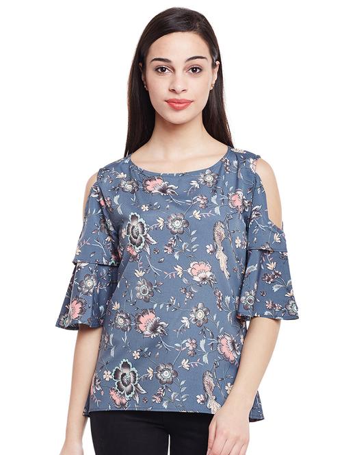 cold shoulder floral top - 15803813 - Very Small Image - 1