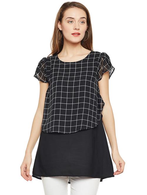 checkered overlay a-line tunic - 15803845 - Very Small Image - 1