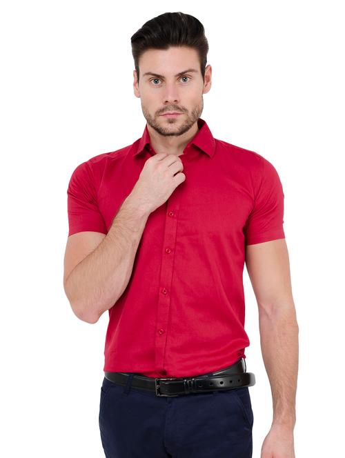 solid red casual shirt - 15804468 - Very Small Image - 1