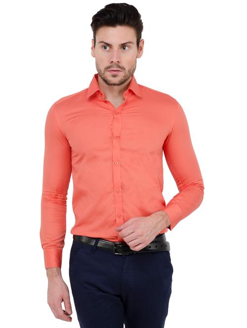 orange cotton formal shirt - 15804474 - Very Small Image - 1
