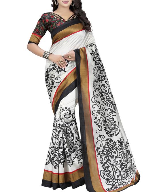 contrast border printed saree - 15804598 - Very Small Image - 1