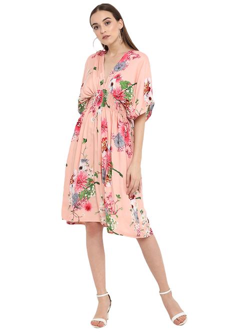 smocked tie back floral dress - 15804604 - Very Small Image - 1