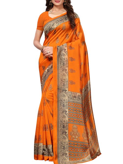 contrast border printed saree - 15804621 - Very Small Image - 1