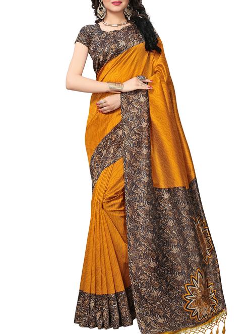 contrast border printed saree - 15804625 - Very Small Image - 1