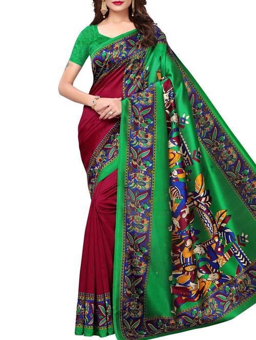 contrast border printed saree - 15804627 - Very Small Image - 1