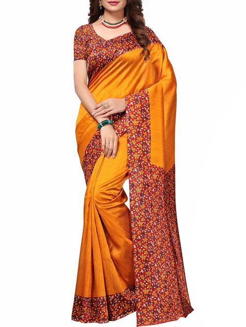 floral printed border saree - 15804631 - Very Small Image - 1