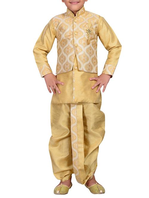 yellow silk blend dhoti kurta set - 15805104 - Very Small Image - 1