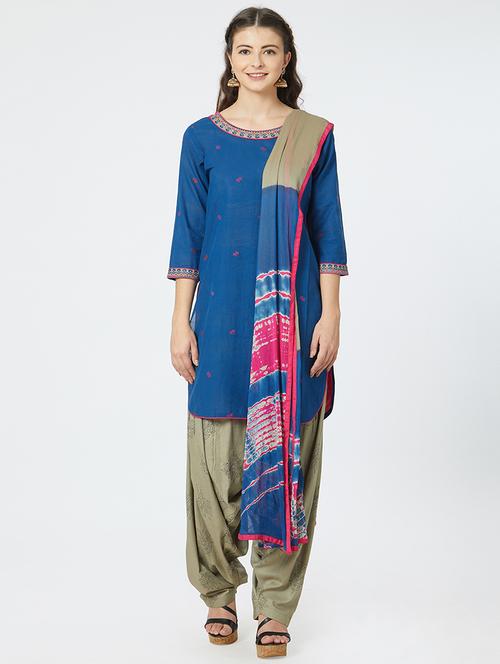 embroidered printed salwar suit set - 15805261 - Very Small Image - 1