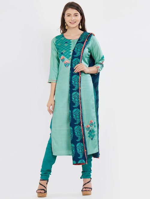 embroidered kurta churidaar with dupatta suit - 15805263 - Very Small Image - 1