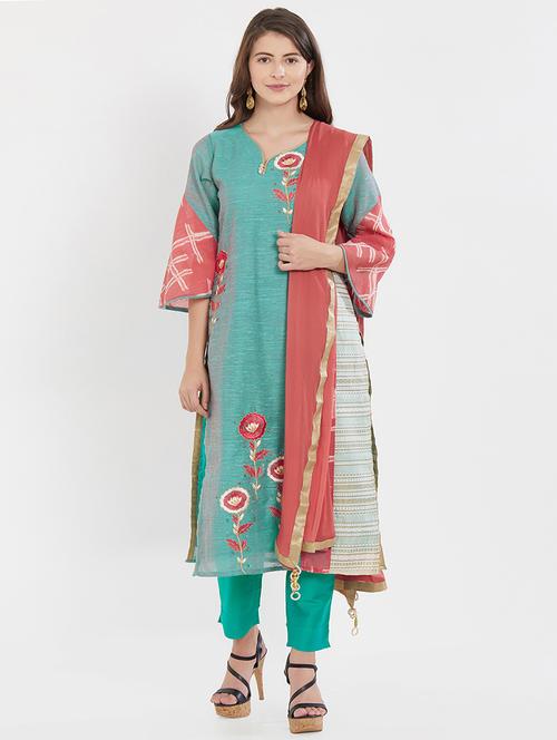 embroidered kurta pant with dupatta set - 15805281 - Very Small Image - 1