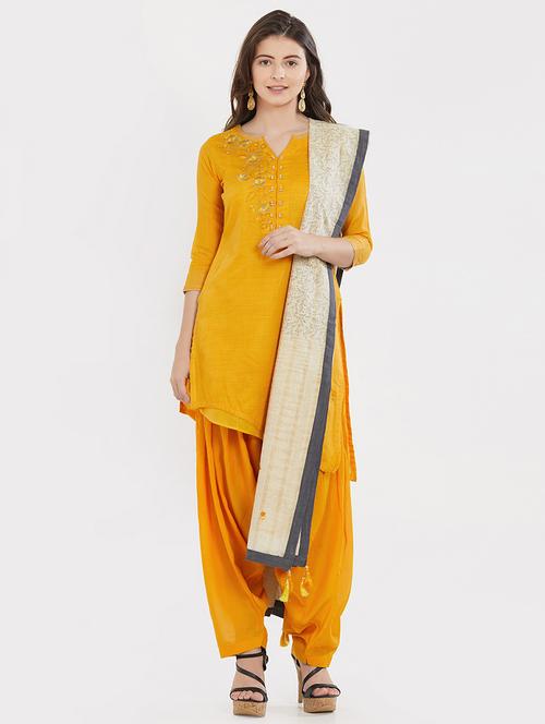 embroidered kurta salwar with dupatta set - 15805287 - Very Small Image - 1