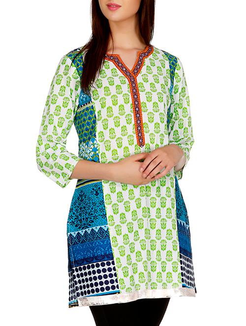 green viscose straight kurti - 15805860 - Very Small Image - 1