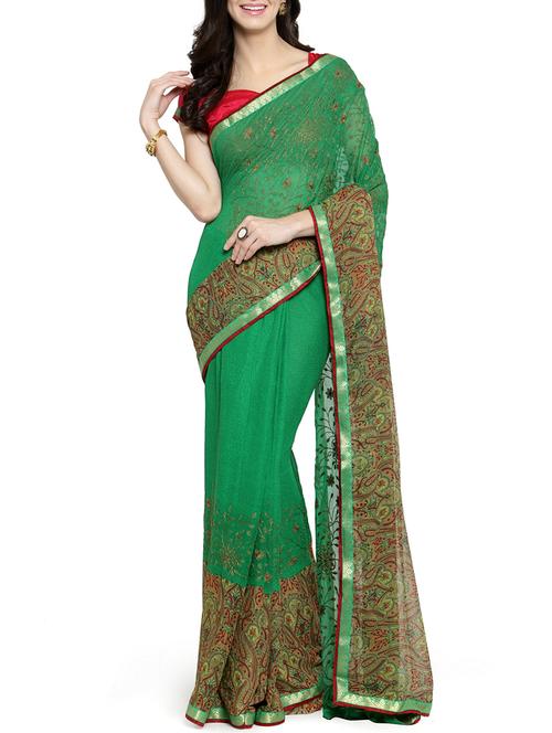 floral embroidered saree with blouse - 15805899 - Very Small Image - 1