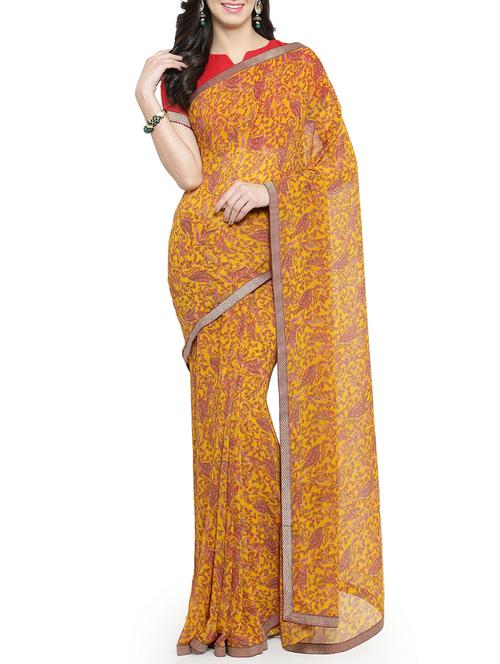 ethnic motif printed saree with blouse - 15805908 - Very Small Image - 1