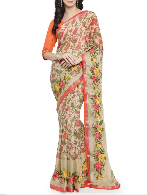 floral embroidered saree - 15805925 - Very Small Image - 1