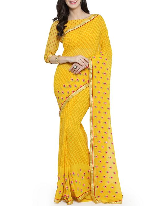 floral embroidered saree with blouse - 15805937 - Very Small Image - 1