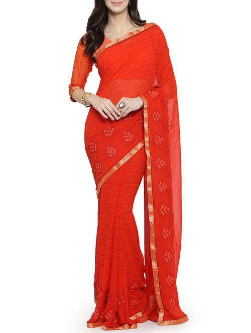 floral embroidered saree with blouse - 15805942 - Very Small Image - 1